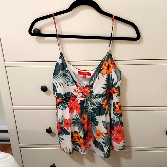 Guess floral tank top, with adjustable strap, took tags off, never worn. - Picture 1 of 3